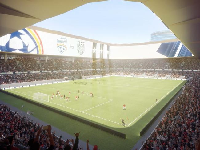 The stadium would have a soccer pitch that could elevate to create a roof.