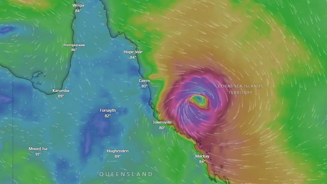 Gusts of up to 140 km/h could be due. Picture: Windy.