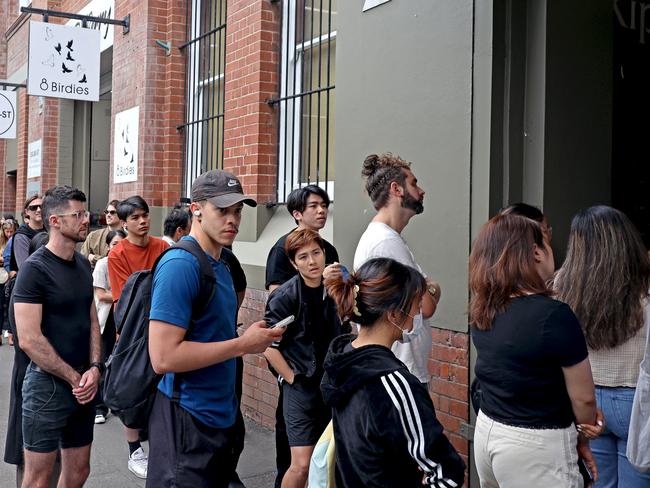 SYDNEY AUSTRALIA - NCA NewsWire Photos MARCH 22, 2023: Dozens of Sydneysiders are pictured lined up outside an open-for-inspection rental apartment in Surry Hills. The rental crisis remains one of the key issues of the 2023 NSW state election. Picture: NCA NewsWire / Nicholas Eagar