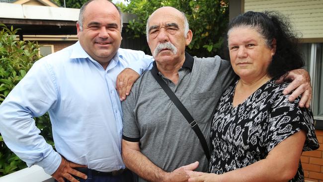 Patient Metodi Sazdov flanked by his son Goran and wife Lena. Picture: Hamish Blair
