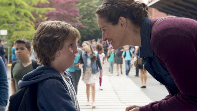 Jacob Tremblay and Julia Roberts in the film Wonder.