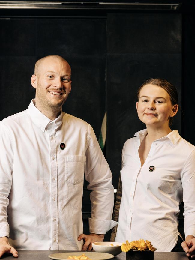 Lachlan Colwill and Sophie Pope at new venue Omotenashi in Hobart. Picture: Adam Gibson