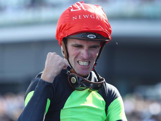 SYDNEY, AUSTRALIA - OCTOBER 14: Sam Clipperton riding Think About It returns to scale after winning Race 7 The TAB Everest during Sydney Racing at Royal Randwick Racecourse on October 14, 2023 in Sydney, Australia. (Photo by Jason McCawley/Getty Images)