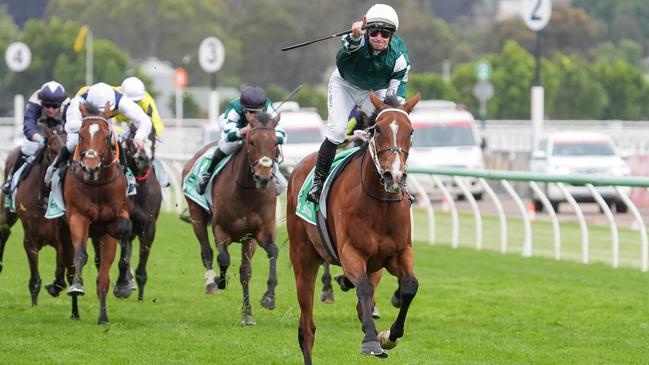 Via Sistina (IRE) ridden by James McDonald wins the TAB Champions Stakes at Flemington Racecourse on November 09, 2024 in Flemington, Australia. (Photo by Jay Town/Racing Photos via Getty Images)