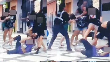 Screengrabs of the wild brawl have emerged online. Picture: Facebook.