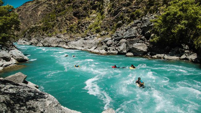 Whitewater action on the Kawarau River with Serious Fun Riverboarding.