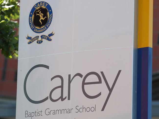 A general view of Carey Baptist Grammar in Kew, Melbourne, Tuesday, March 10, 2020. Carey Baptist Grammar has been shut down after an adult member of the school community developed symptoms consistent with COVID-19. (AAP Image/David Crosling) NO ARCHIVING