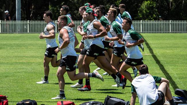 The Rabbitohs report for preseason training. (Monique Harmer)