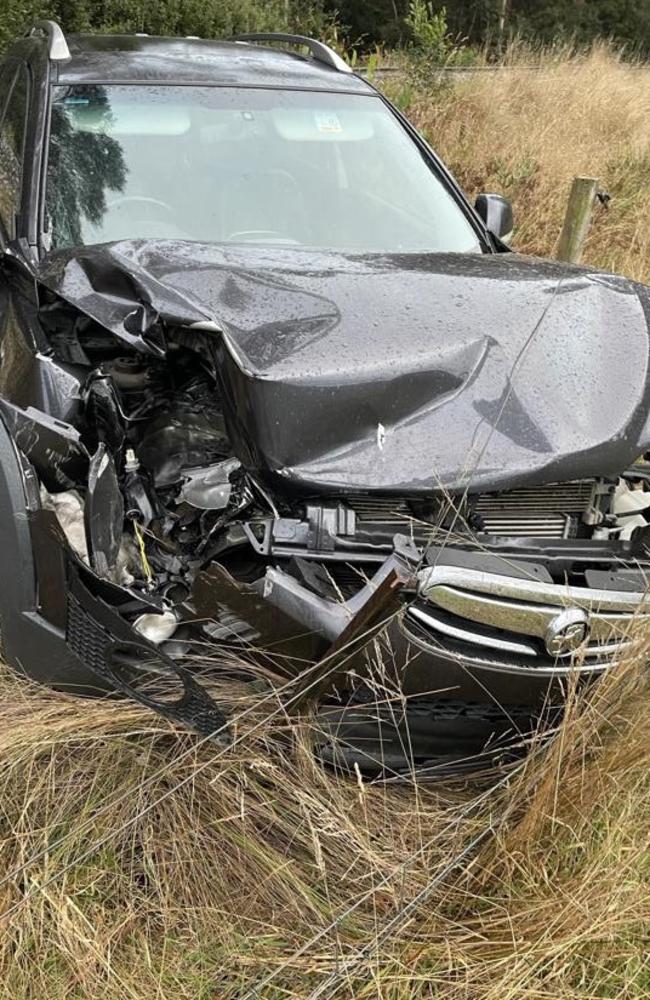 The damaged car that was left on the railway tracks at Railton