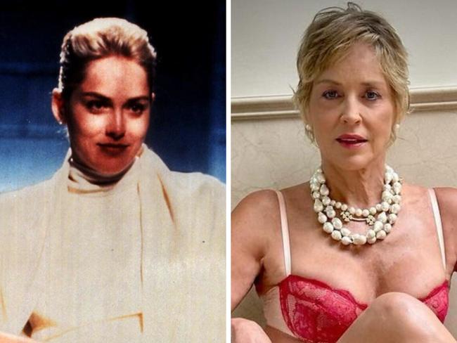 Sharon Stone recreates an iconic movie moment.