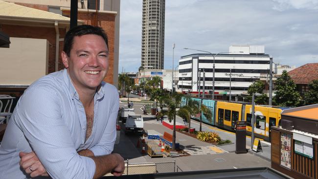 Mr PP's General Manager Peter Boxsell has a birdseye view of Southport from the rooftop bar. Picture Glenn Hampson