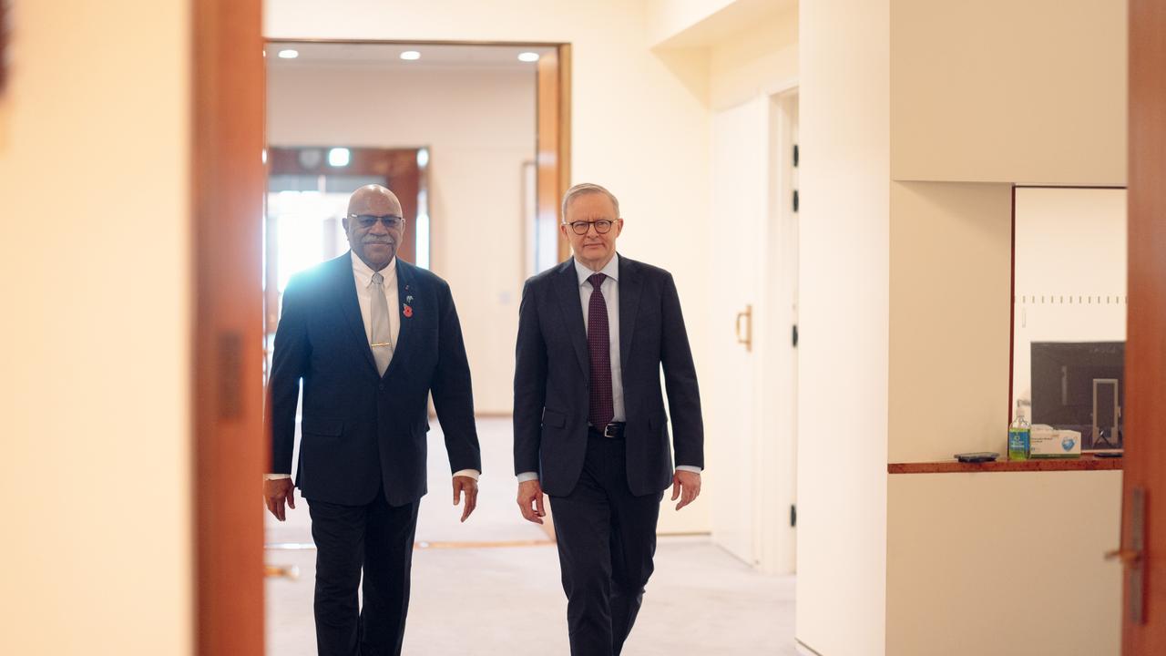 Mr Albanese met with Sitiveni Rabuka for talks on the bilateral relationship. Picture: NCA NewsWire / David Beach