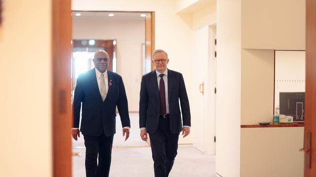 Mr Albanese met with Sitiveni Rabuka for talks on the bilateral relationship. Picture: NCA NewsWire / David Beach