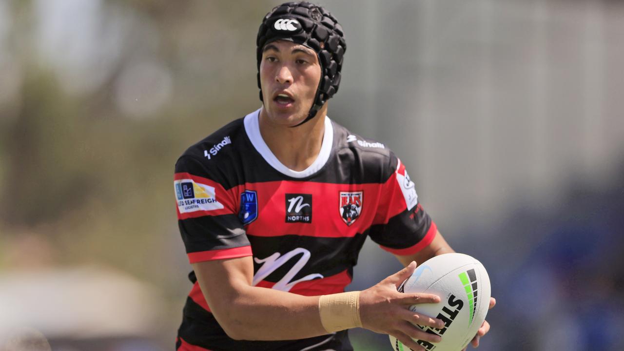 Joseph Suaalii runs the ball for the North Sydney Bears against Canberra Raiders at Seiffert Oval. Picture: Mark Evans/Getty Images