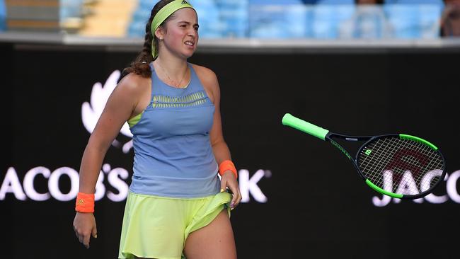 Jelena Ostapenko had to fight her opponent and her own emotions. Picture: AAP