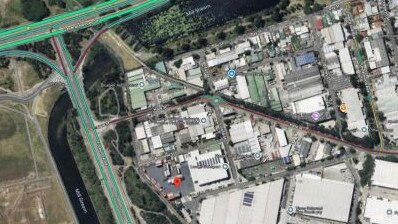 A diagram showing the traffic congestion areas (green highlights). Picture: NSW Government