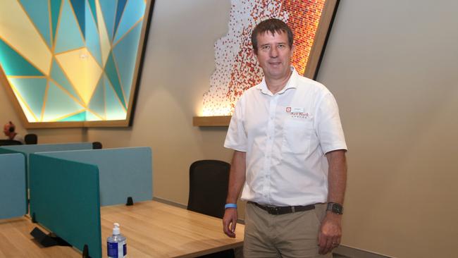 Art Work Spaces community manager Gregor Davie shows off a new shared office space building in the Cairns CBD. Picture: Peter Carruthers