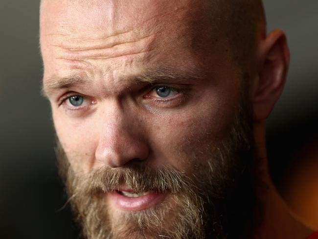 Max Gawn of the Demons speaks to media during an AFL Club Captains Interview Session at Marvel Stadium in Melbourne, Tuesday, March 10, 2020. (AAP Image/Rob Prezioso) NO ARCHIVING