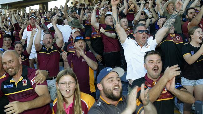 Magic moment: Thirlmere fans erupt at full time to celebrate the club’s grand final victory. Picture: John Appleyard