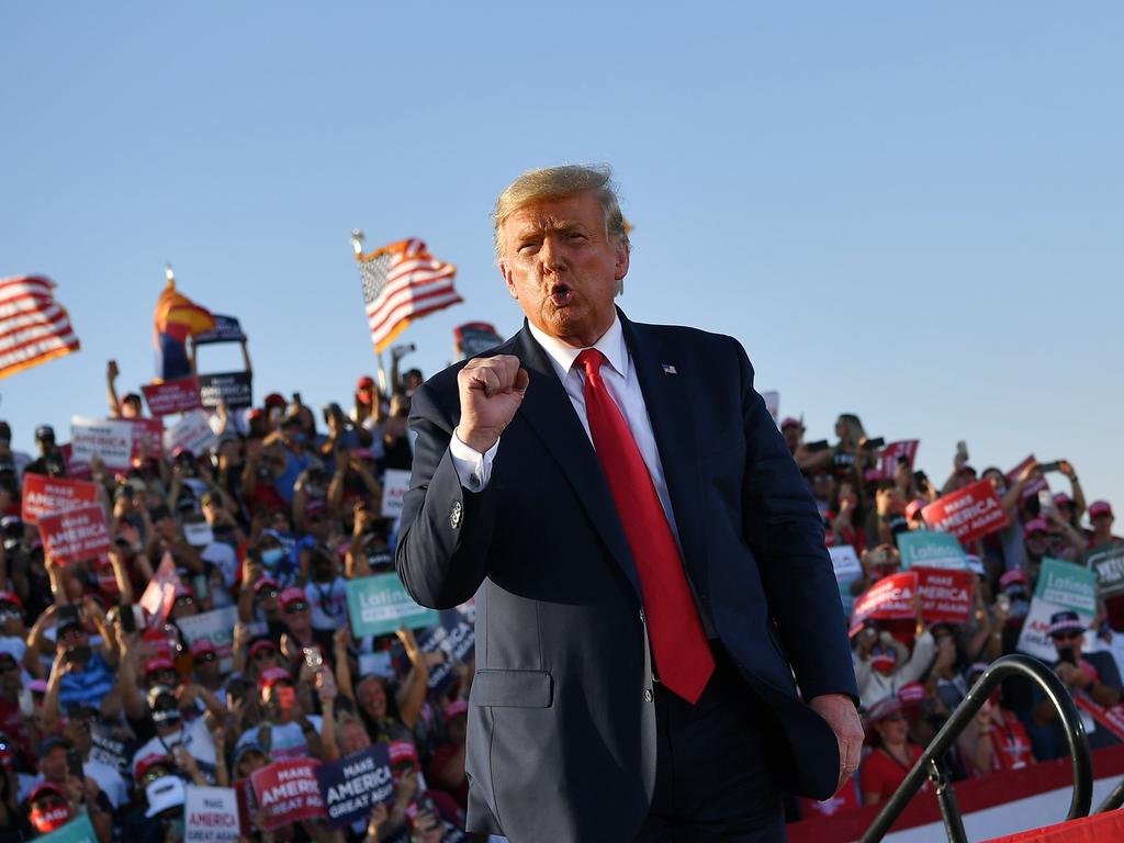 Mr Trump has been frantically touring the country before tomorrow’s election. Picture: Mandel Ngan/AFP