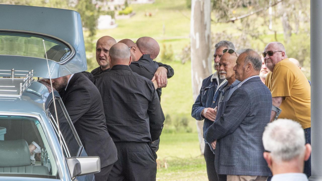 There were heartbreaking scenes at the service on Saturday. Picture: NCA NewsWire / Monique Harmer