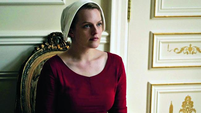 Elizabeth Moss in a scene from The Handmaid’s Tale.
