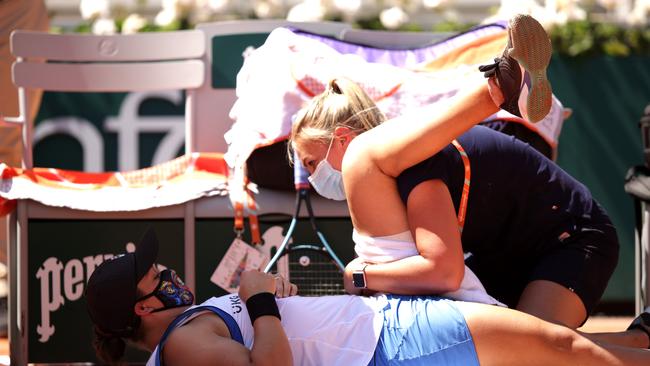 Ash Barty needed a medical time out for assistance of her hip.