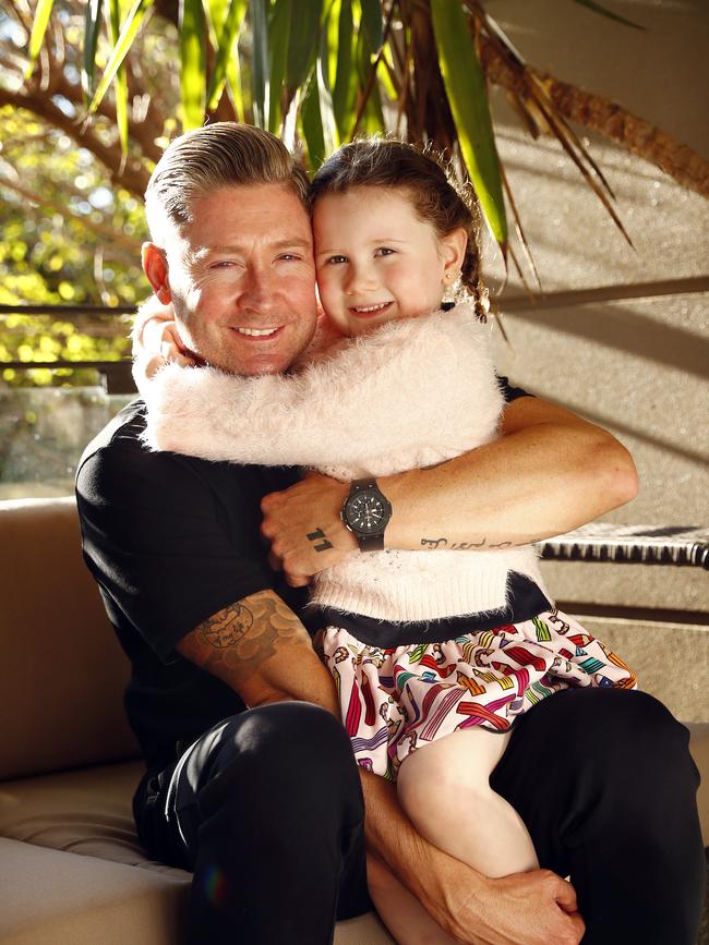 Michael Clarke with daughter Kelsey Lee. Picture: Sam Ruttyn