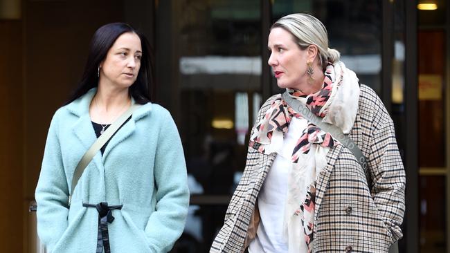 Renee Tuck (right) attends the inquest of her brother and former AFL player Shane Tuck. Picture: NCA NewsWire