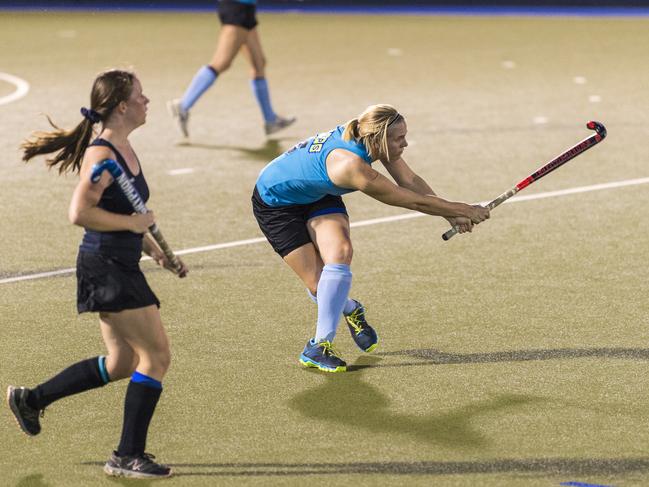 Heidi Phillips of SPQS Scorers against Stafford Strikers in Club Glenvale Challenge round four women's hockey at Clyde Park, Friday, March 5, 2021. Picture: Kevin Farmer