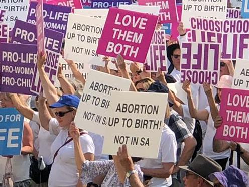 Up to 3500 people marched in Adelaide on Saturday as part of the Love Adelaide Walk for Life event opposing the liberalisation of abortion laws proposed in SA.Picture: Love Adelaide