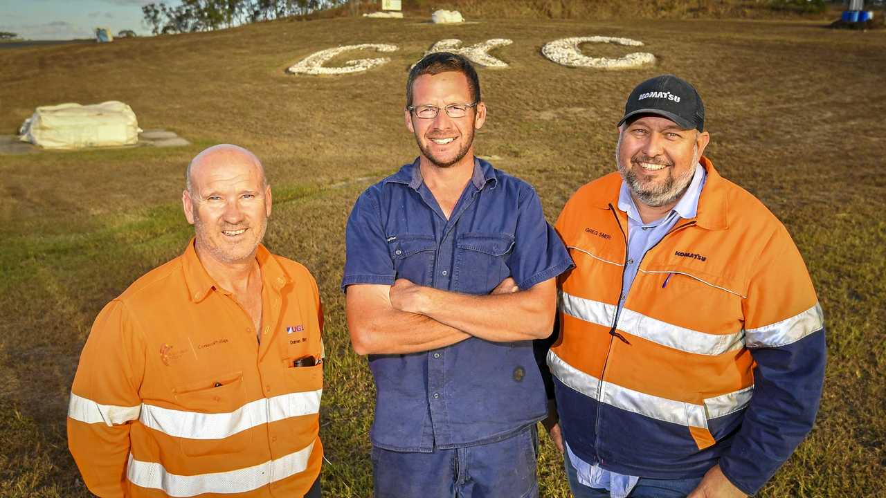 Gladstone Kart Club treasurer Darren Tiley, committee member Brad Fleetwood and president Greg Smith are celebrating the 40th anniversary of the club. Picture: Matt Taylor GLA020819KART