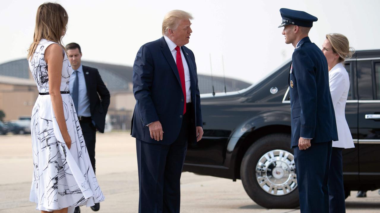 US President Donald Trump and First Lady Melania Trump board Air Force One on their way to South Dakota. Picture: Saul Loeb / AFP