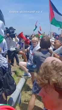 Activists gather at Botany Bay to protest Israeli shipping line ZIM