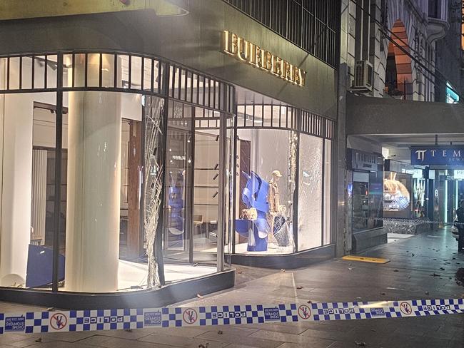 Burberry on Collins St is the latest shop to be targeted.