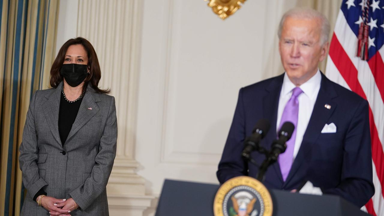 New Vice President Kamala Harris, seen beside US President Joe Biden, has been accused of being ‘incredibly sloppy’ with her recent fashion choices. Picture: Mandel Ngan/AFP