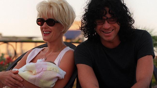 Paula Yates and Michael Hutchence with newborn daughter Heavenly Hiraani Tiger Lily.