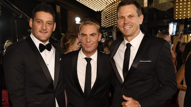 2016 Logies Awards at Crown Casino, Melbourne. Brendan Fevola, Shane Warne and Paul Harragon. PICTURE: JASON EDWARDS