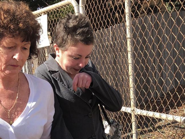 Purcell (right) cried in court before entering her not guilty plea. Picture: Madeline Crittenden