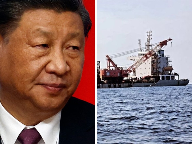 Xi Jinping and a Chinese salvage ship