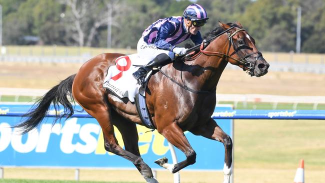 She's Bulletproof cruised to the line in the Group 3 Geoffrey Bellmaine Stakes. Picture: Brett Holburt/Racing Photos via Getty Images