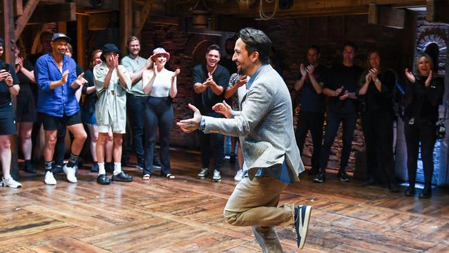 Lin-Manuel Miranda with the Hamilton cast at QPAC.