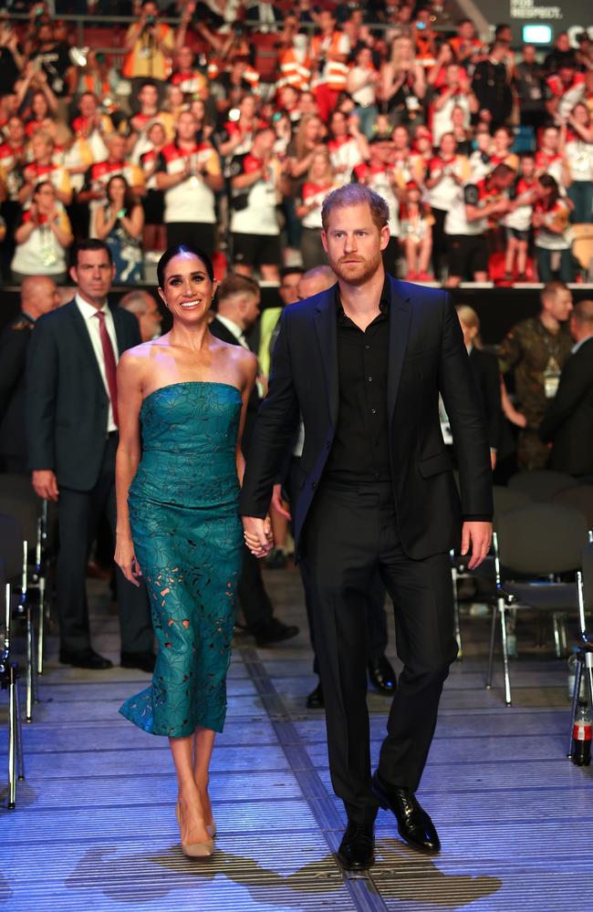 Harry and Meghan at the closing ceremony of the Invictus Games on September 16, 2023 in Dusseldorf, Germany. Picture: Chris Jackson/Getty Images for the Invictus Games Foundation