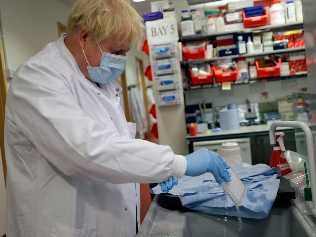 Britain's Prime Minister Boris Johnson has visited scientists in Oxford. Picture: AFP