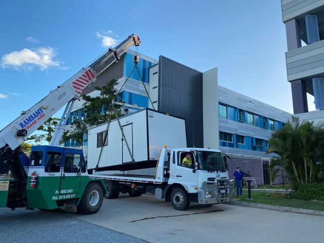 With the rapid arrival of the contagious Omicron variant hospital staff worked quickly to establish the Covid ward at Mackay Base Hospital. Picture: Contributed