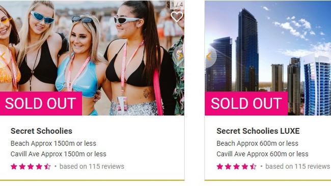 Around 63 properties have sold out on the Gold Coast alone for the first week of schoolies. Picture: Schoolies.com