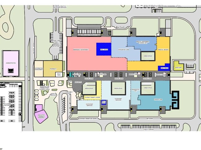 Concept designs for a proposed new hospital in Bundaberg (Ground Floor).