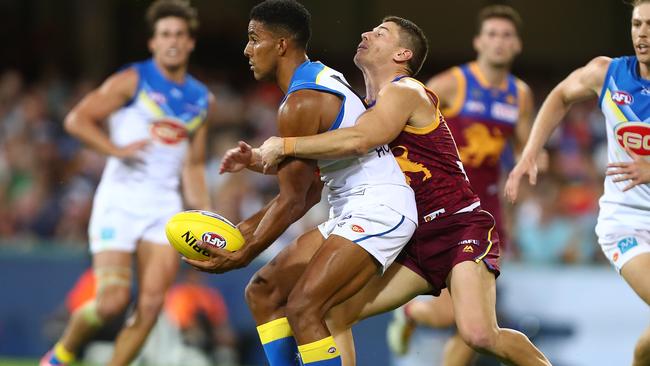 Touk Miller was best on ground as he won plenty of the ball but also limited Dayne Zorko’s influence. Picture: Getty