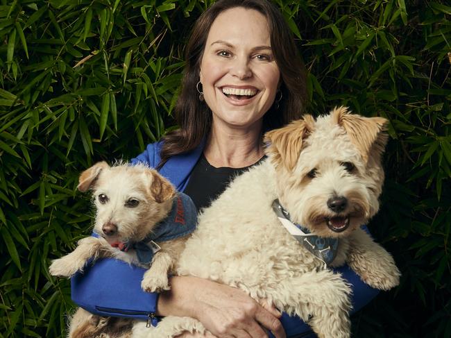 Dog expert Lara Shannon with her dogs Darcy and Vindi. Picture: Eugene Hyland