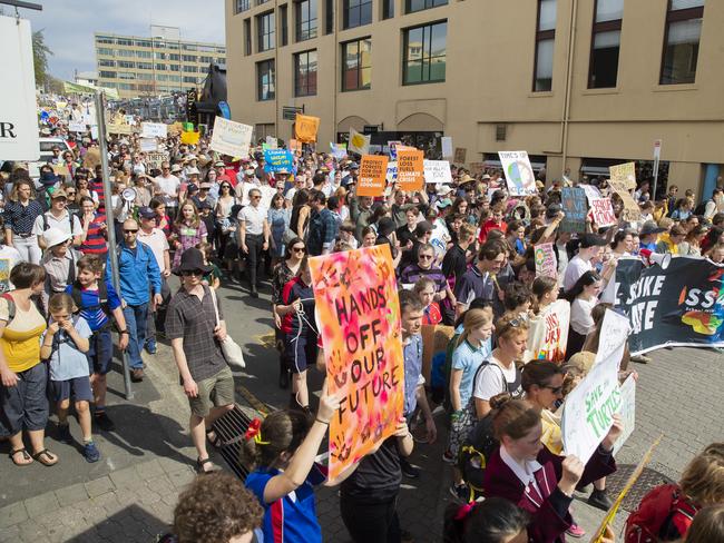 Climate strike rally in Hobart. Picture: RICHARD JUPE